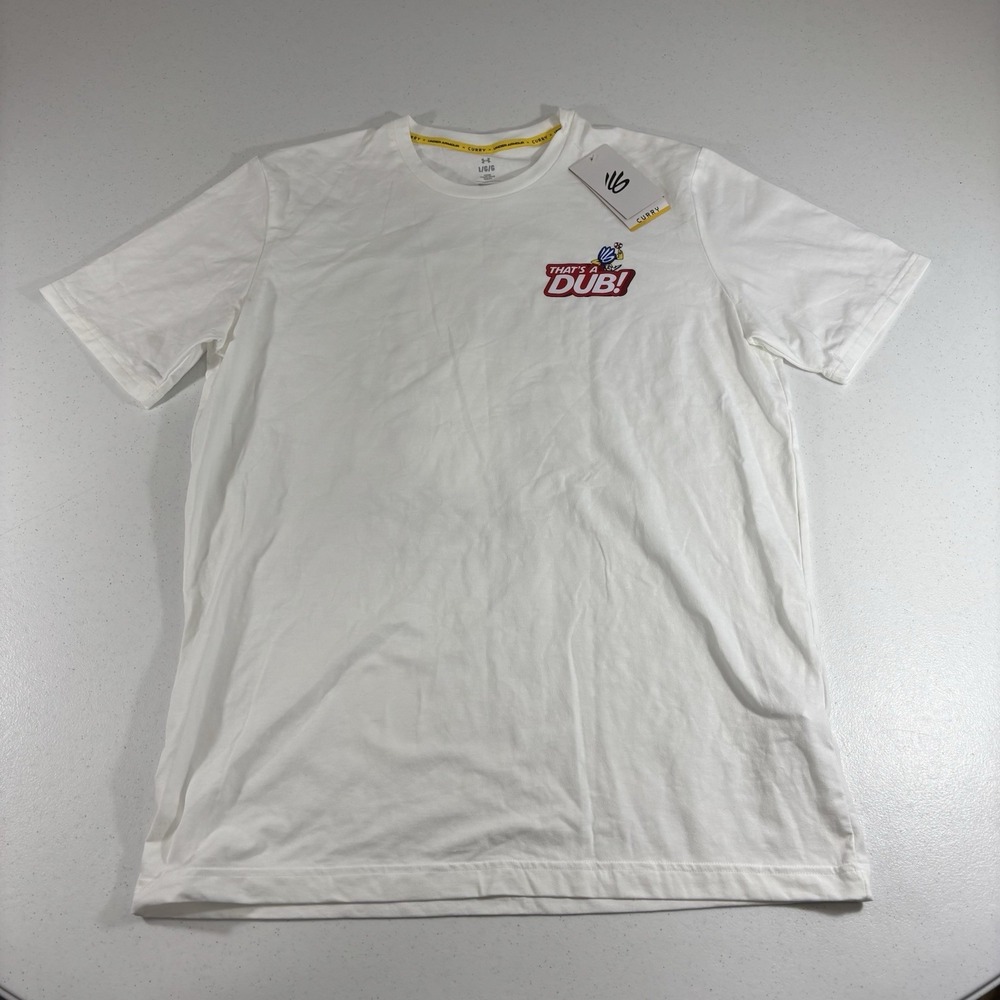 NWT! Under Armour X Steph Curry "That's a Dub" Goat White Tee Shirt Adult L